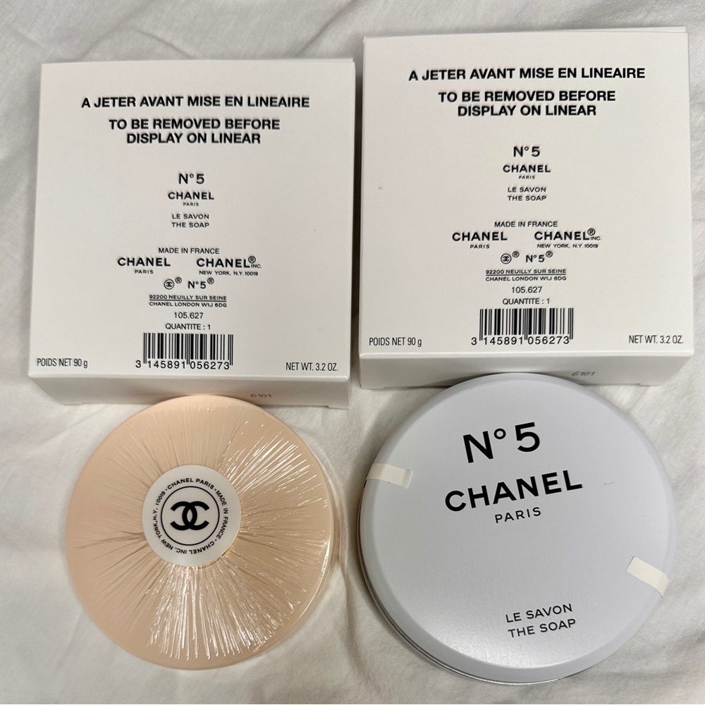 CHANEL No5 NIB 2 Le Savon Soaps + FACTORY 5 Reusable Tin. 100th ANNIVERSARY